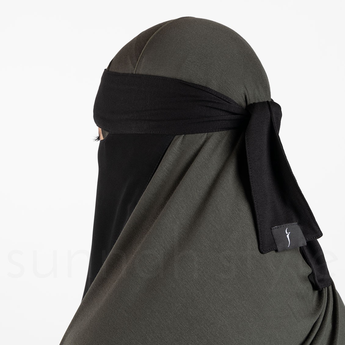 Sunnah Style Narrow No-Pinch One Layer Soft Fit Niqab Black